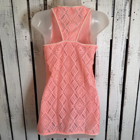 O’rageous Full Lace Pink Floral Tank Top Size Large Boho Unique Beach Romantic - Picture 7 of 11